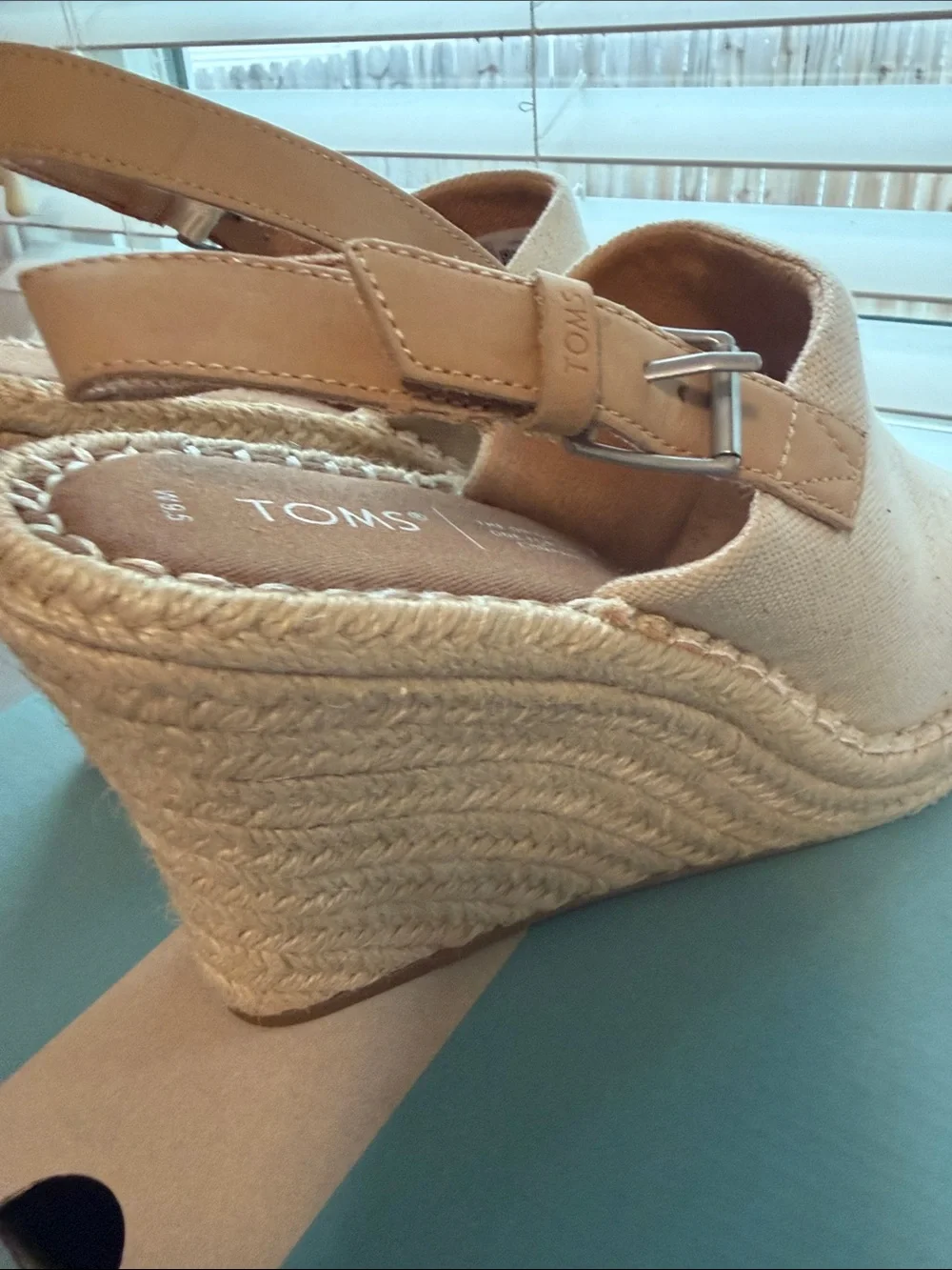 TOMS Natural Canvas Espadrille Slingback Sandals